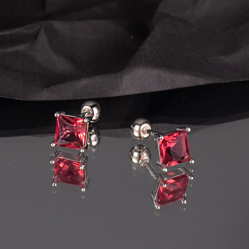 Small Diamond Screw Geometric Temperamental Minority Earrings