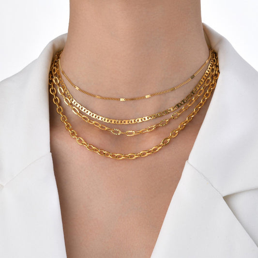 Women's Stainless Steel Chain Titanium Pure Gold Necklaces