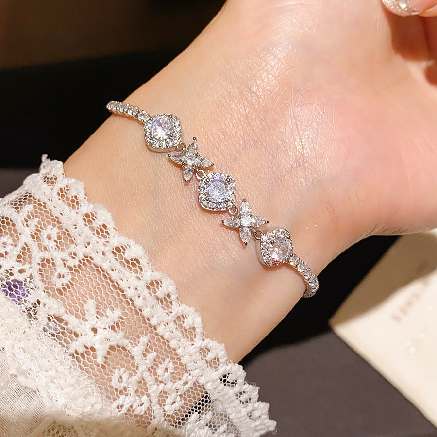 Korean Gentle Refined Zircon Diamond Flower Light Luxury High Bracelets