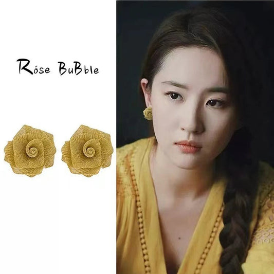Flower High-grade Retro Gold Yarn Handmade Earrings