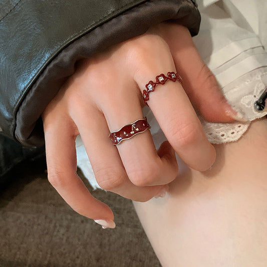 Women's Flowers Cherry Open For Niche Design Entry Rings