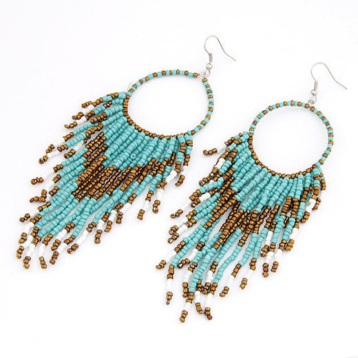 Cool Online Bohemian Style Bead Tassel Earrings