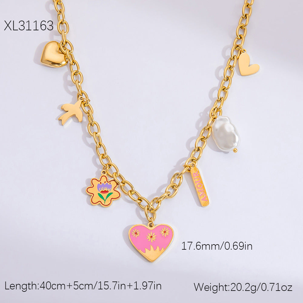 Butterfly Colorful Stainless Steel Cute Fashion Necklaces