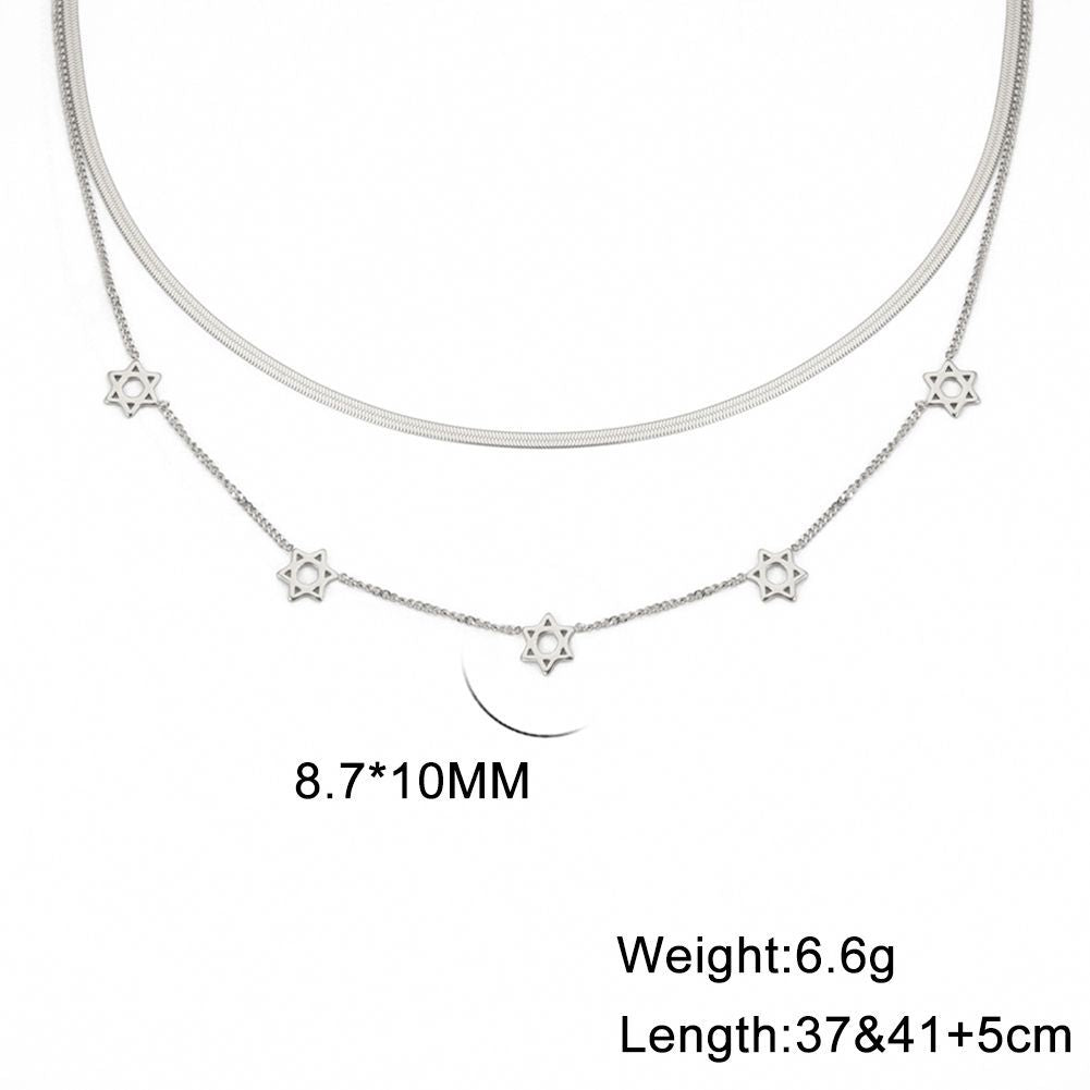 Luxury Style Small Six-pointed Star Stainless Necklaces