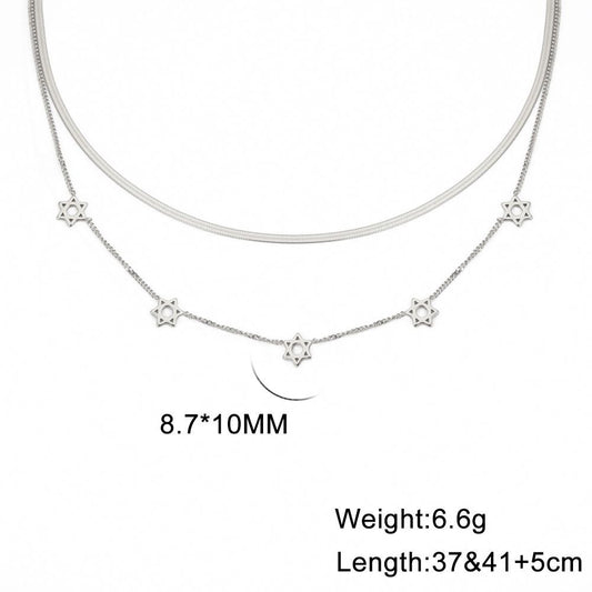 Luxury Style Small Six-pointed Star Stainless Necklaces