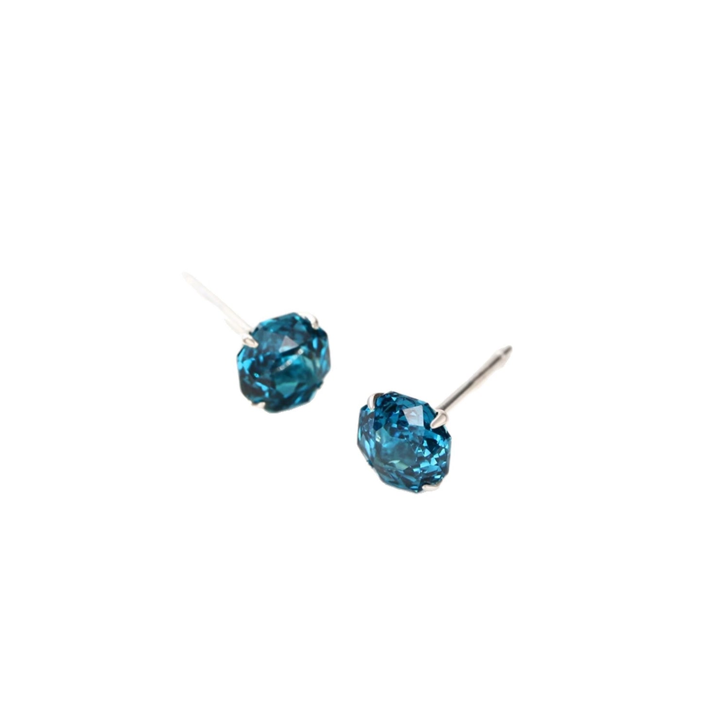 Women's Natural Glacier Paraiba Sterling Sier Ice Flower Rose Cut Ear Stud Earrings