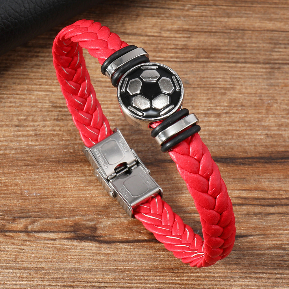 Men's Snap Joint Alloy Football Leather Team Bracelets