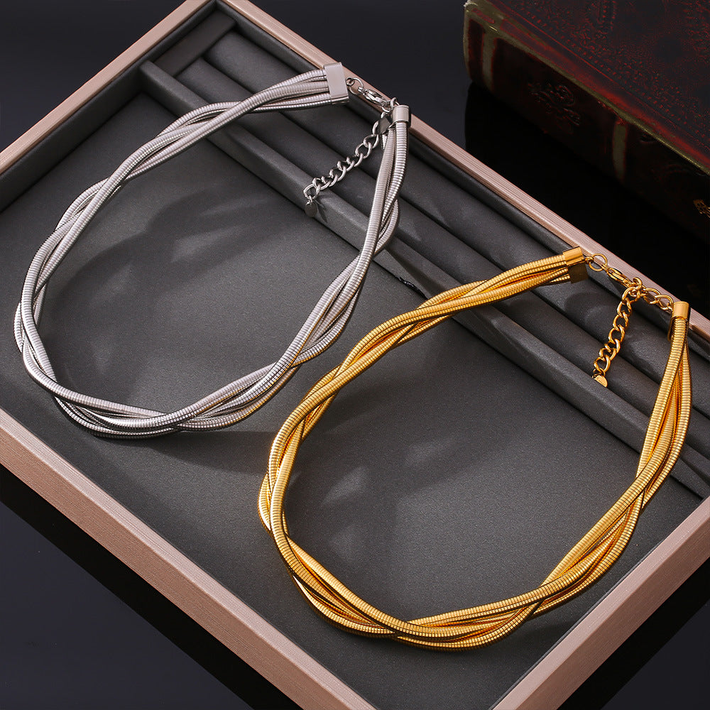 Three-wire Winding Light Luxury Stainless Steel Necklaces