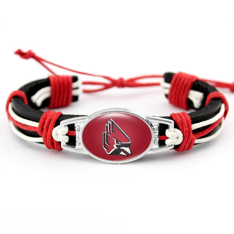 College Team Cowhide Woven Georgian Bulldog Bracelets