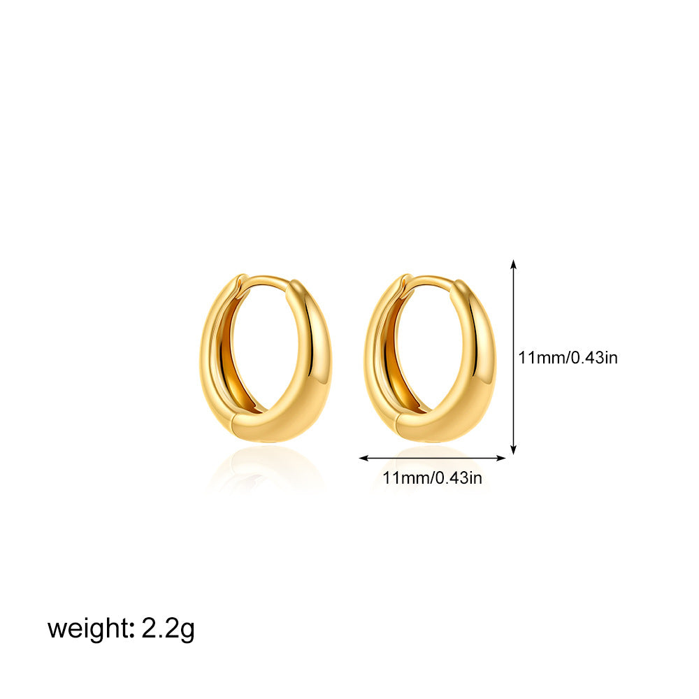 Stainless Steel Gold Glossy Stacked Simple Classic Earrings