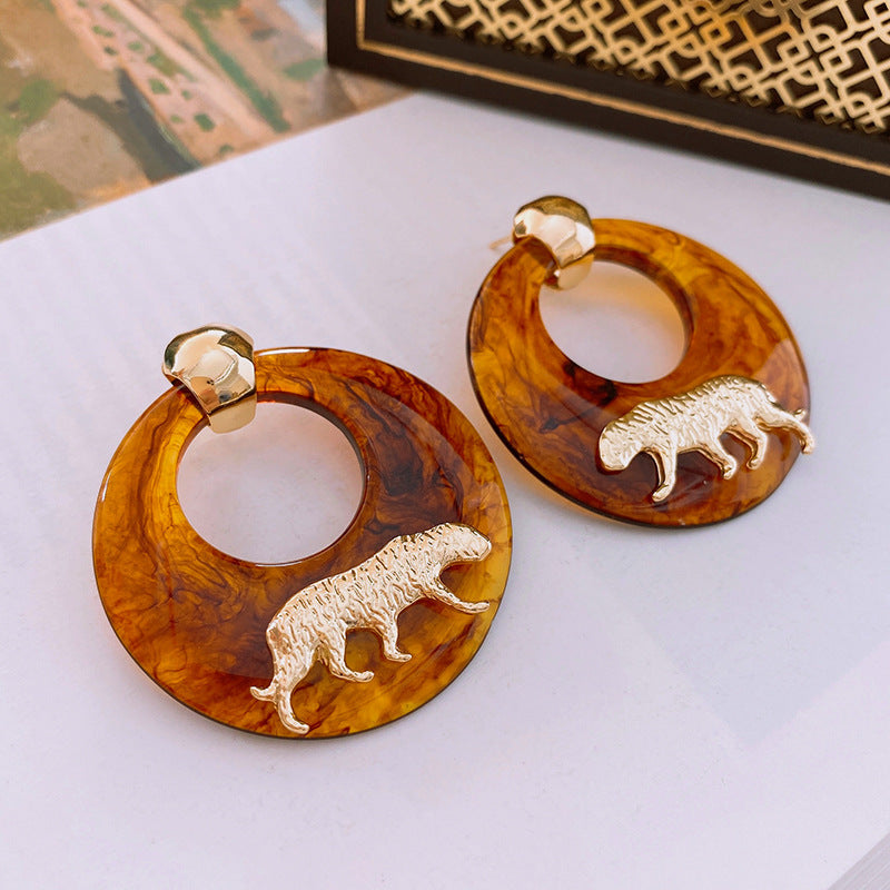 Women's Needle Leopard Print Style Retro Elegant Ear Earrings