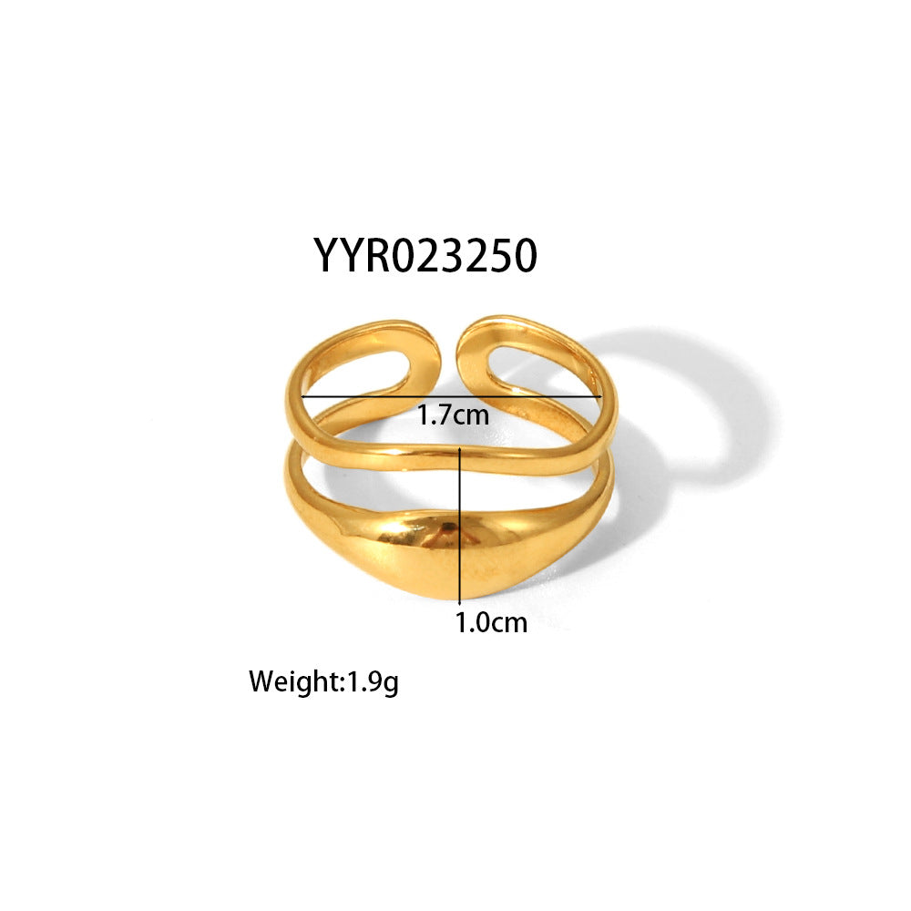 Personalized Golden Trendy Line High Profile Fashion Rings