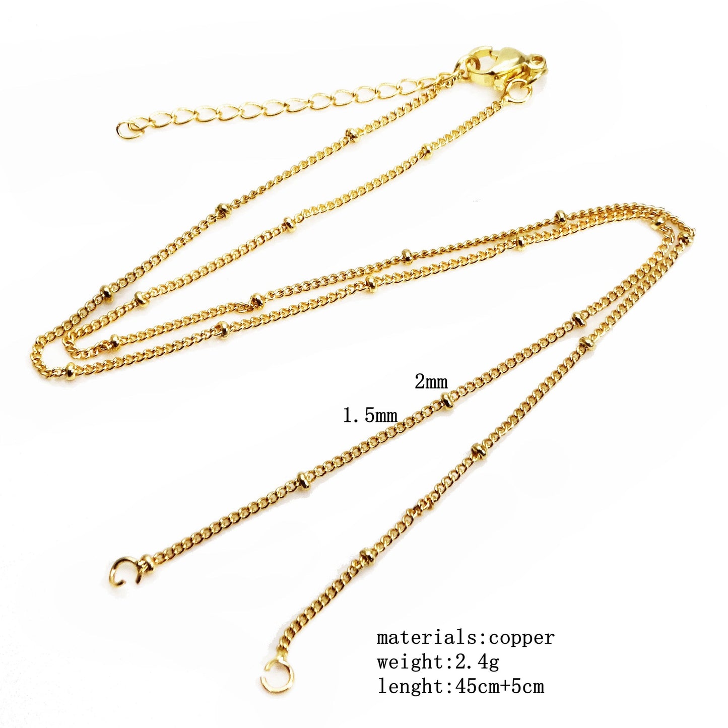 Box Chain O-shaped Bead Curb Hanging Necklaces