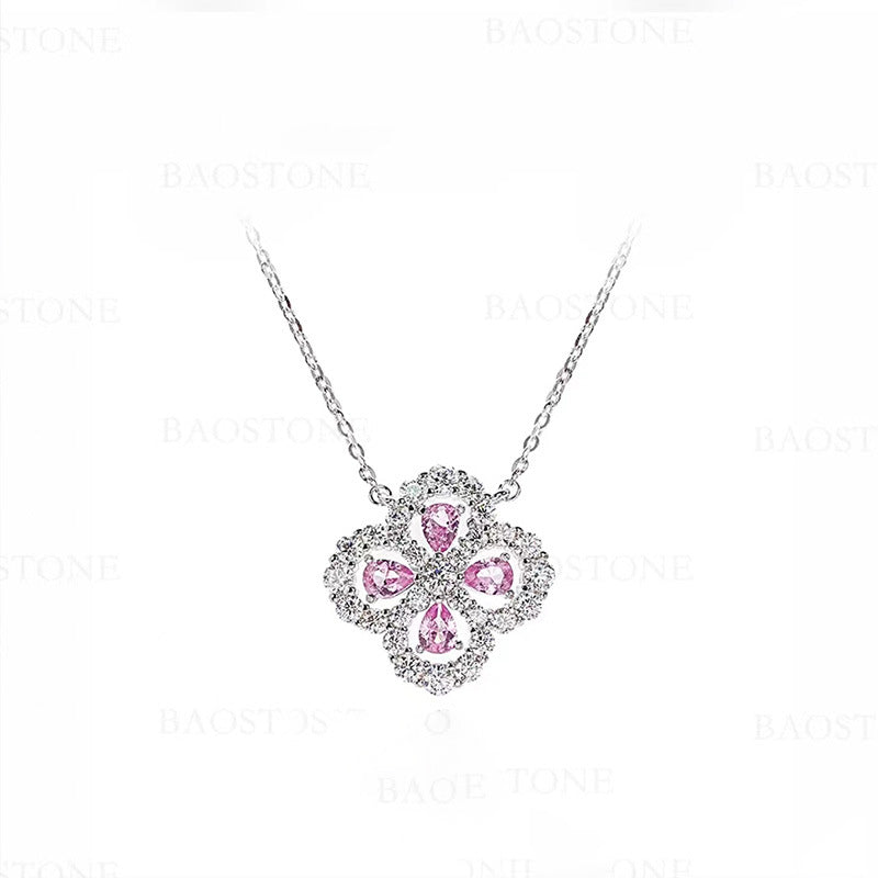 Women's Sier Clover Full Diamond Light Luxury Lucky Fashion Necklaces