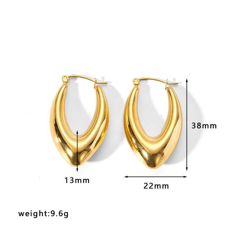 Women's Stainless Steel Light Luxury Gold Electroplated Hollow Earrings