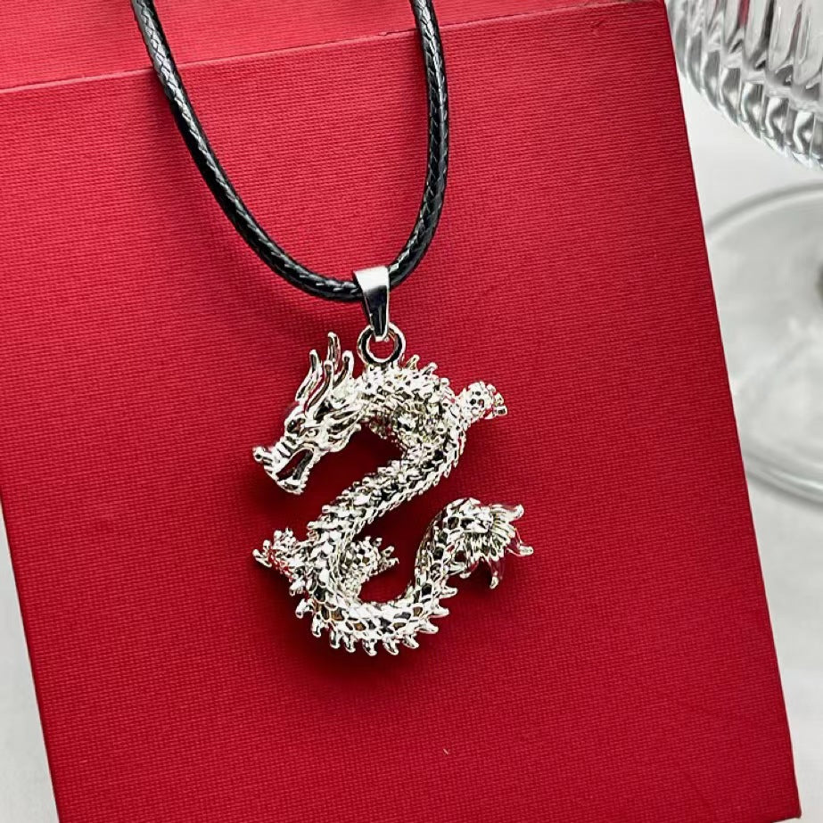 Women's & Men's Chinese Style Dragon Zodiac Golden Niche Necklaces