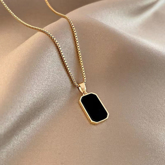 Women's Square Geometric Plate Vintage For Niche Necklaces