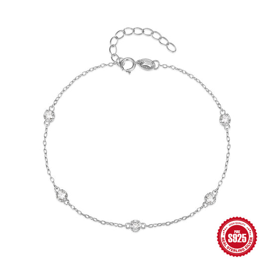 Women's Sterling Sier Classic Simple Diamond Versatile Bracelets