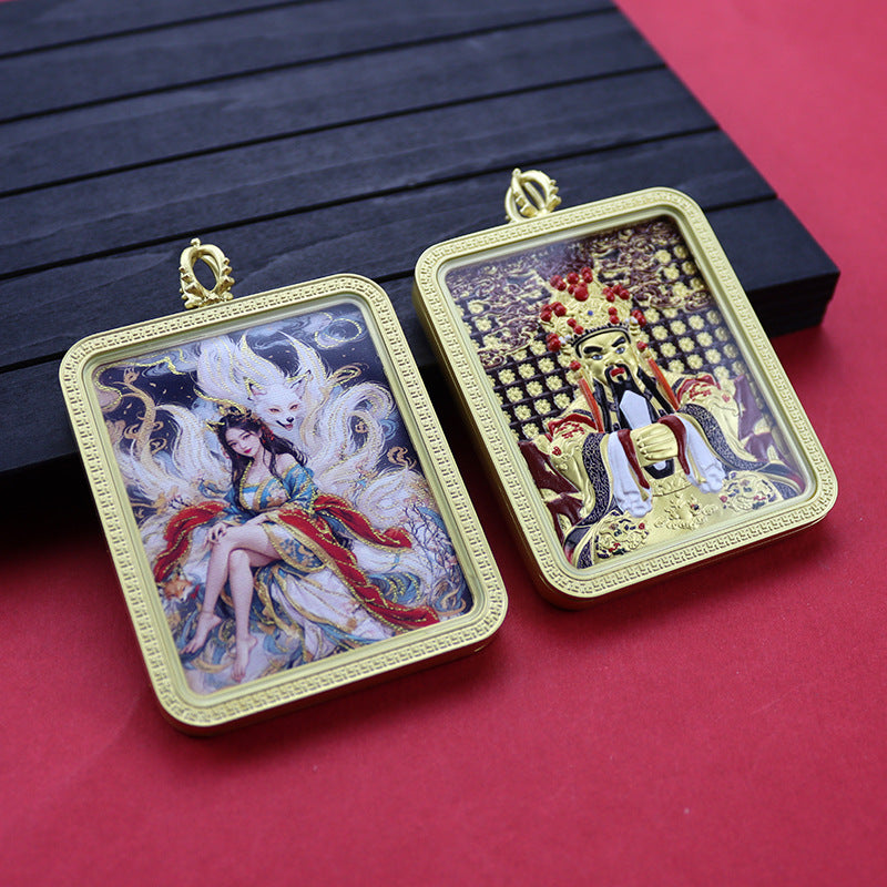 Three-dimensional Five-master Hand Painted Golden Outline Black Gold Pendants