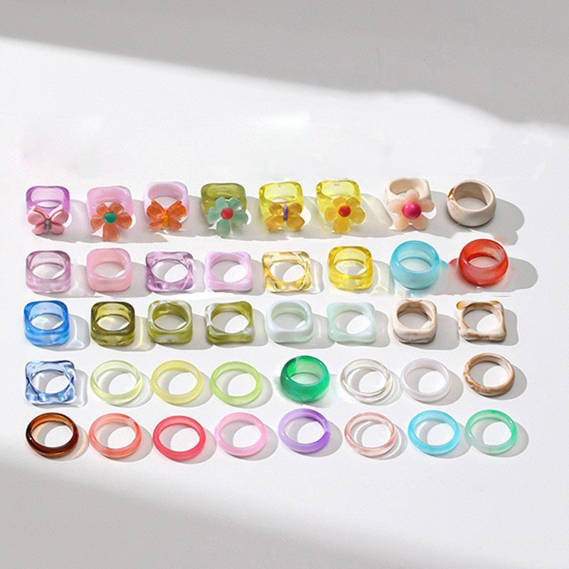 Women's Candy Color Korean Cute Suit Personalized Rings