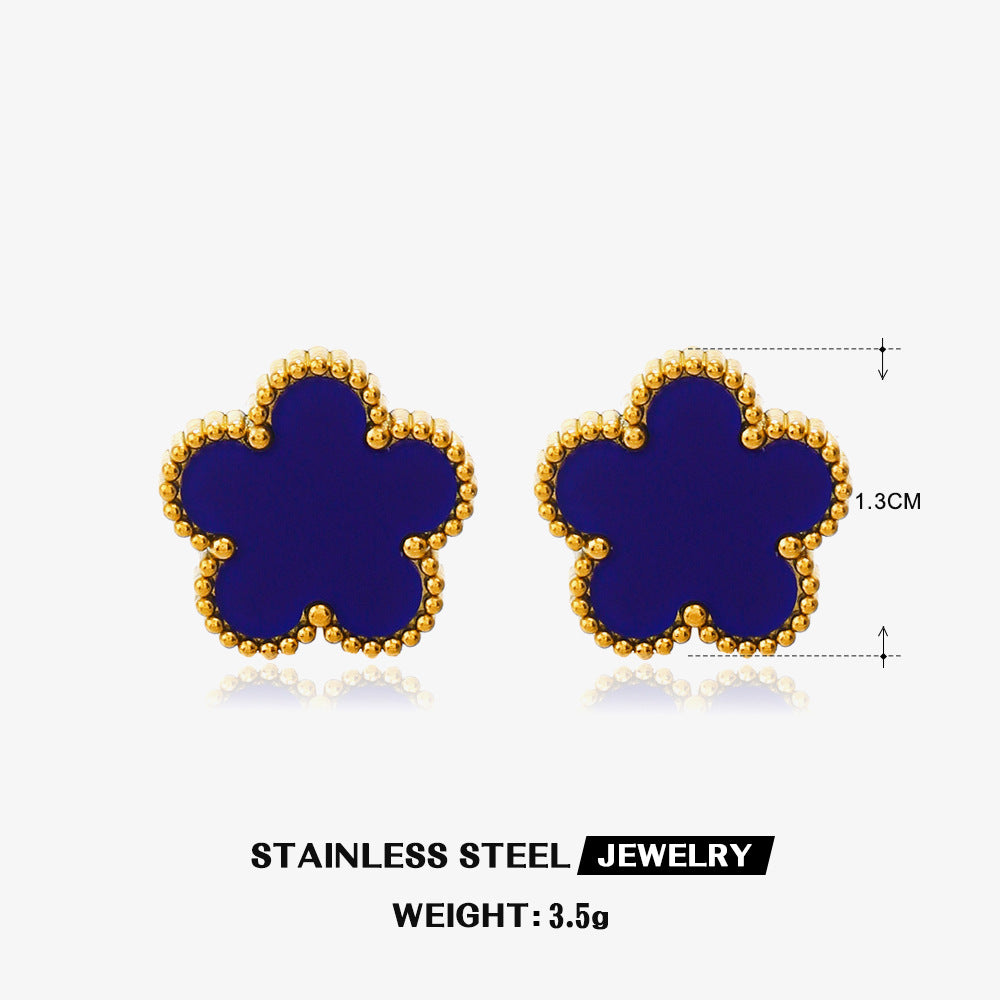 Steel Flower Ear Simple Popular Color Jewelry Set
