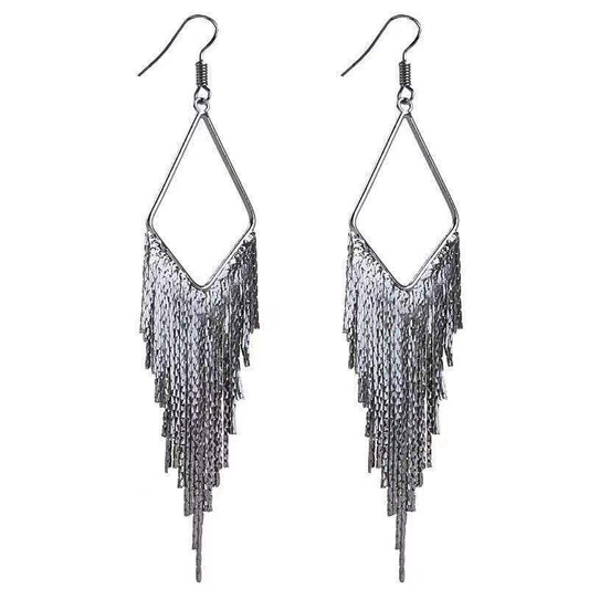 Fashion Tassel Elegant Metal Geometric Prism Earrings