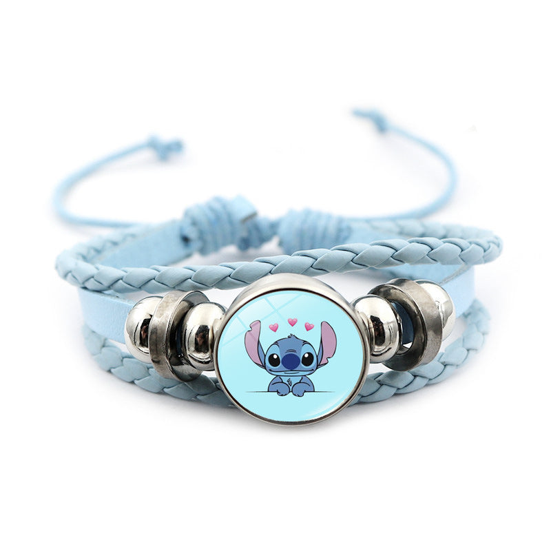 Men's Star Stitch Leather Cartoon Blue Woven Bracelets