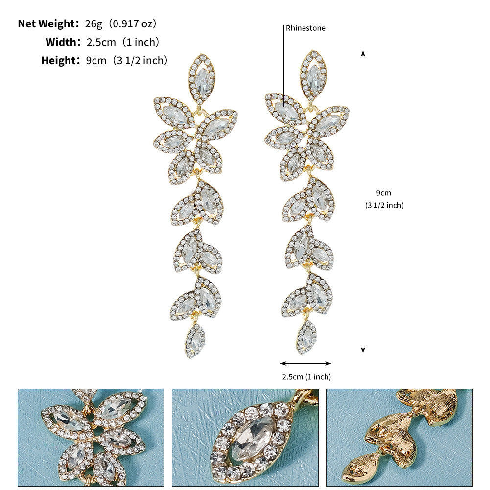 Women's Retro Bridal Exaggerated Super Flash Wedding Banquet High-grade Earrings