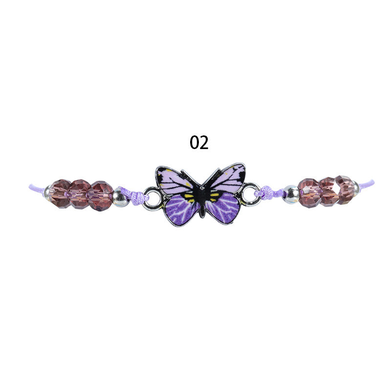 Crystal String Beads Butterfly Summer Woven Bracelets