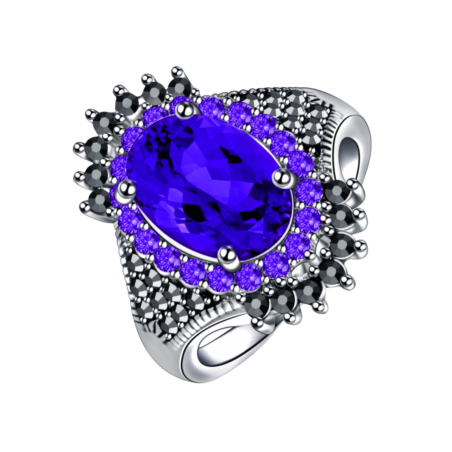 Vintage Thai Big Stone Pomegranate Jewelry Rings