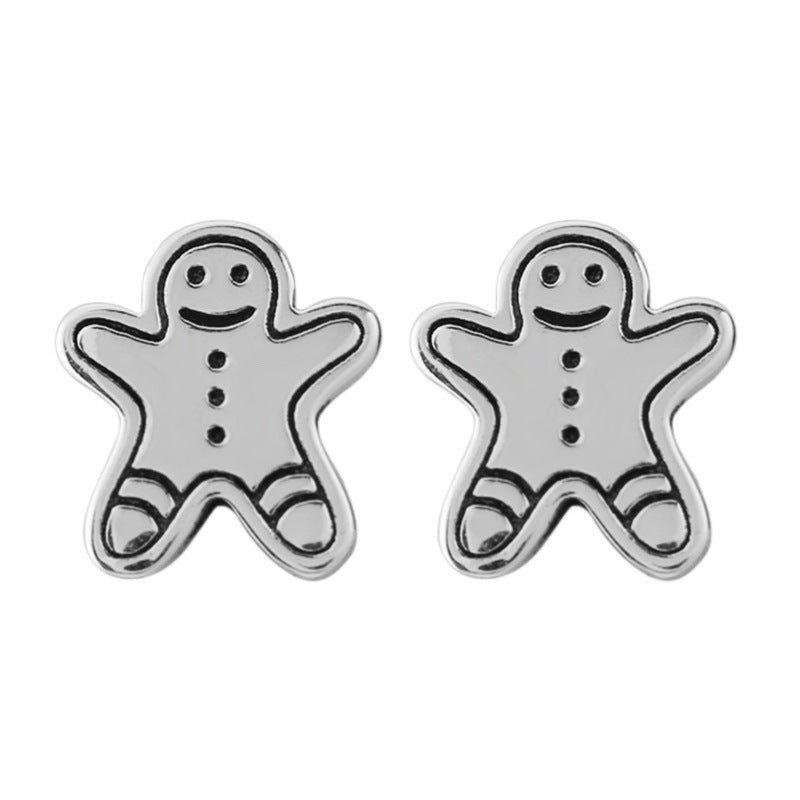 Women's Gingerbread Man Vintage Distressed Bear Ear Earrings