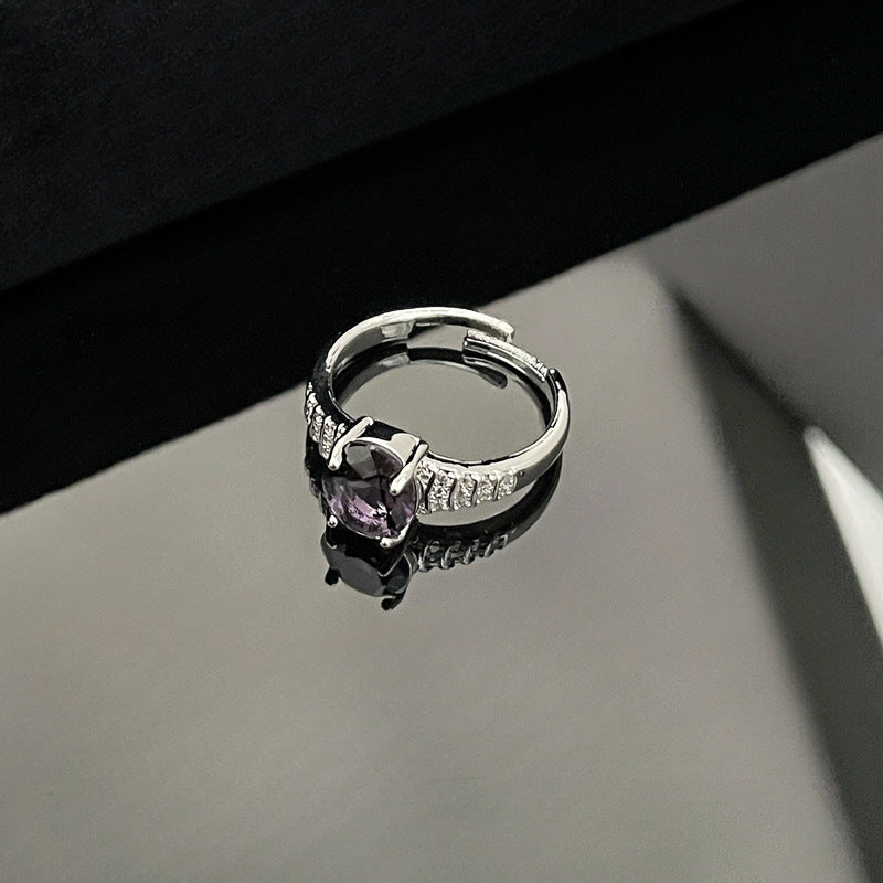 Purple Diamond Zircon High-grade Temperament Open Female Cold Style Rings
