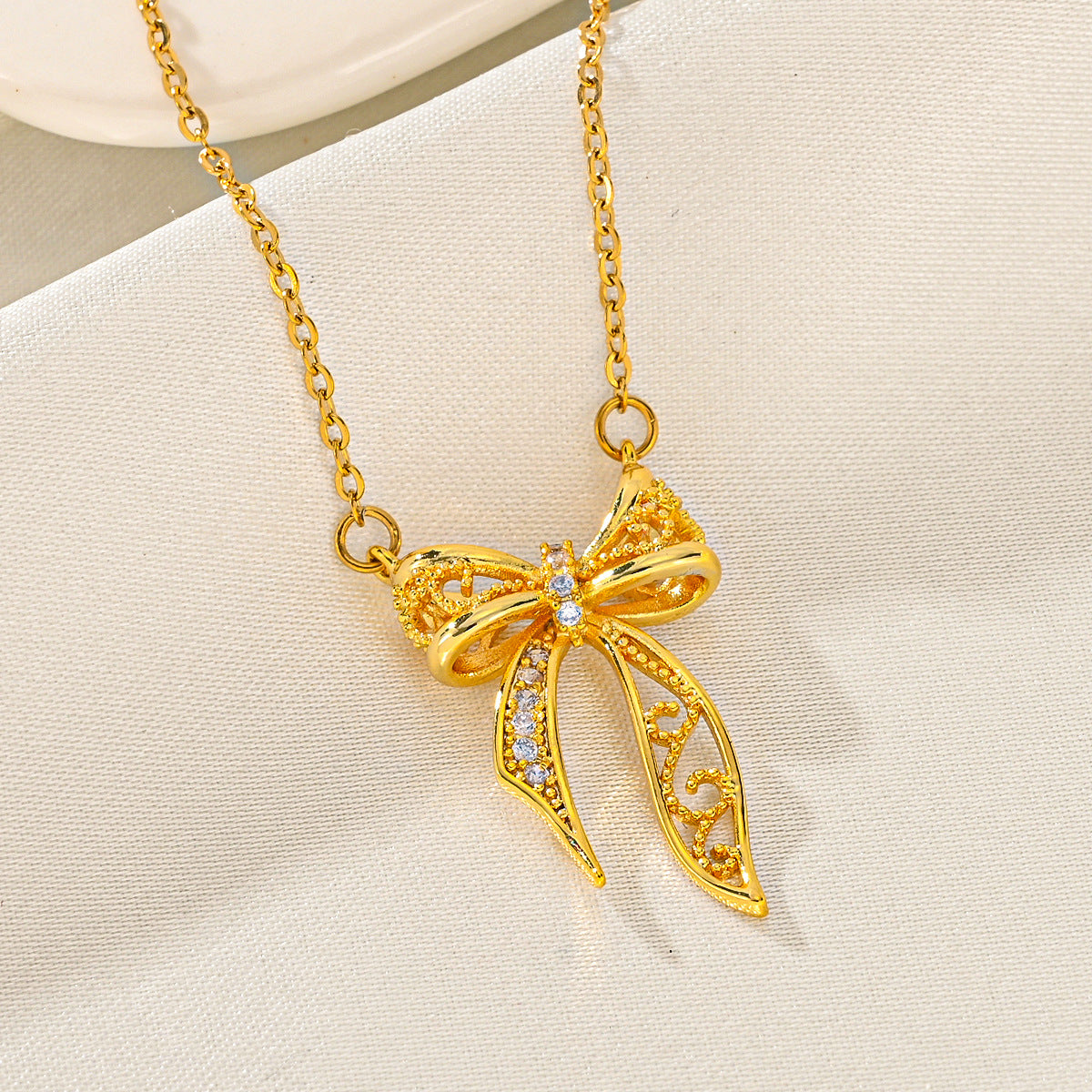 Women's Regular Chain Gang Drill Electroplated Bow Necklaces