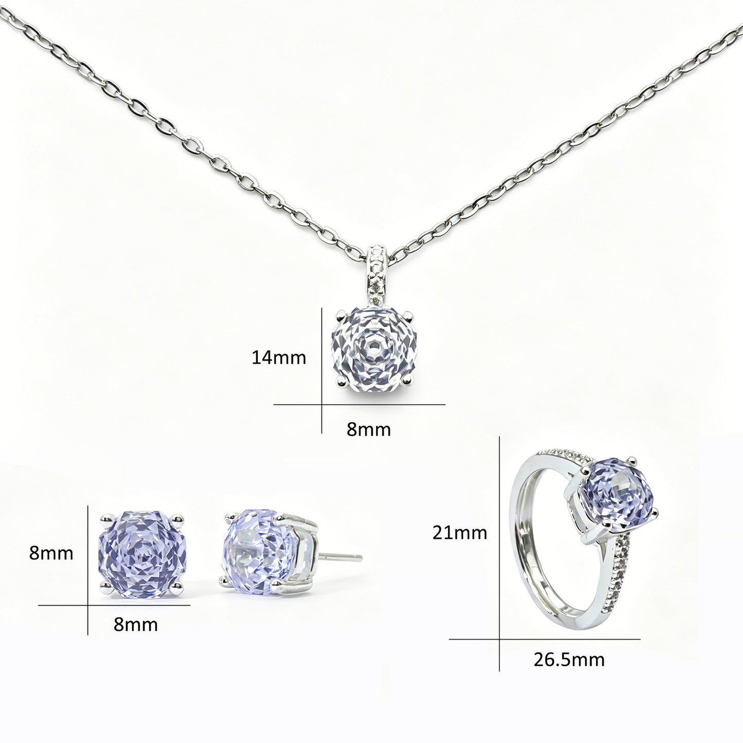 Women's French Entry Lux Platinum Zircon Three-piece High Color Retention Niche Earrings