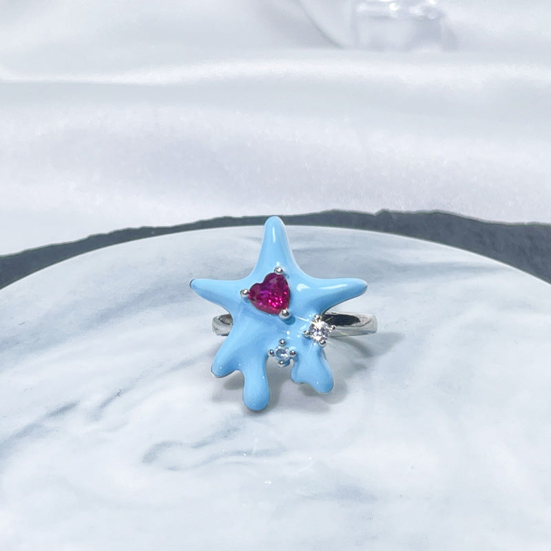 Female Niche Irregular Blue Series Simple Refined Stylish Versatile Rings