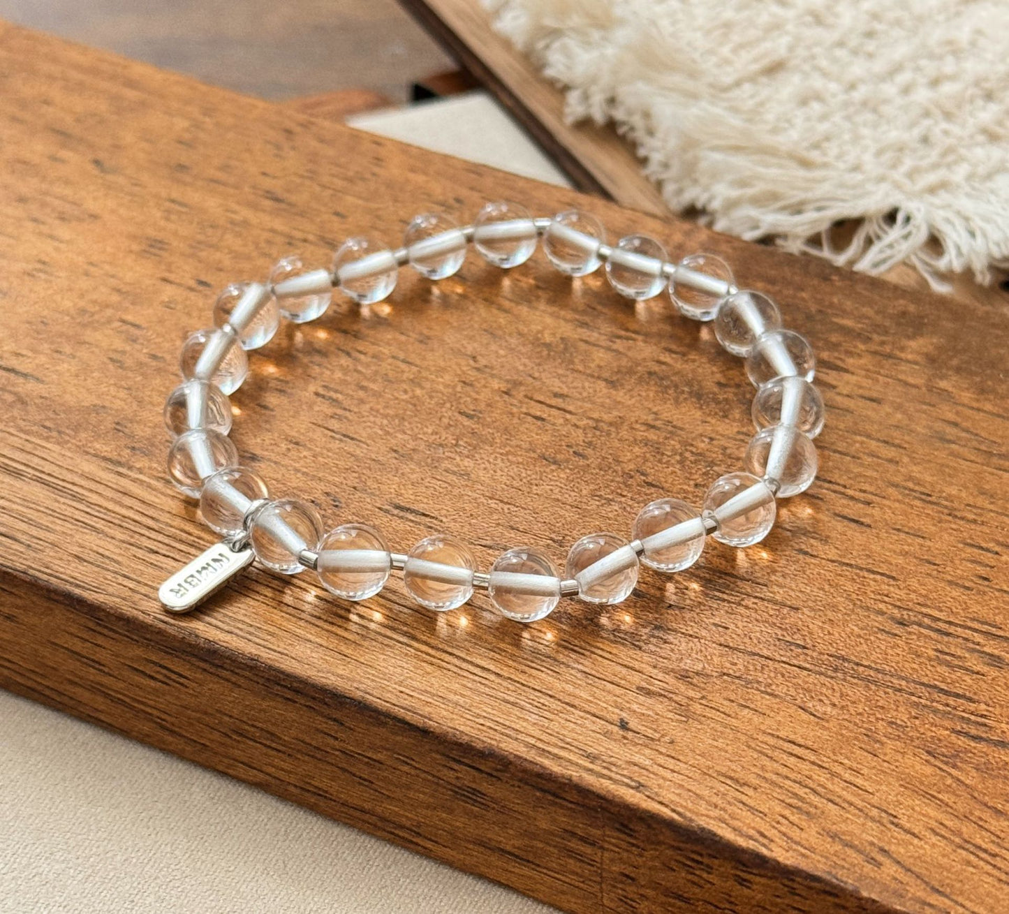 Women's & Men's Korean Style Black Agate White Crystal Bracelet