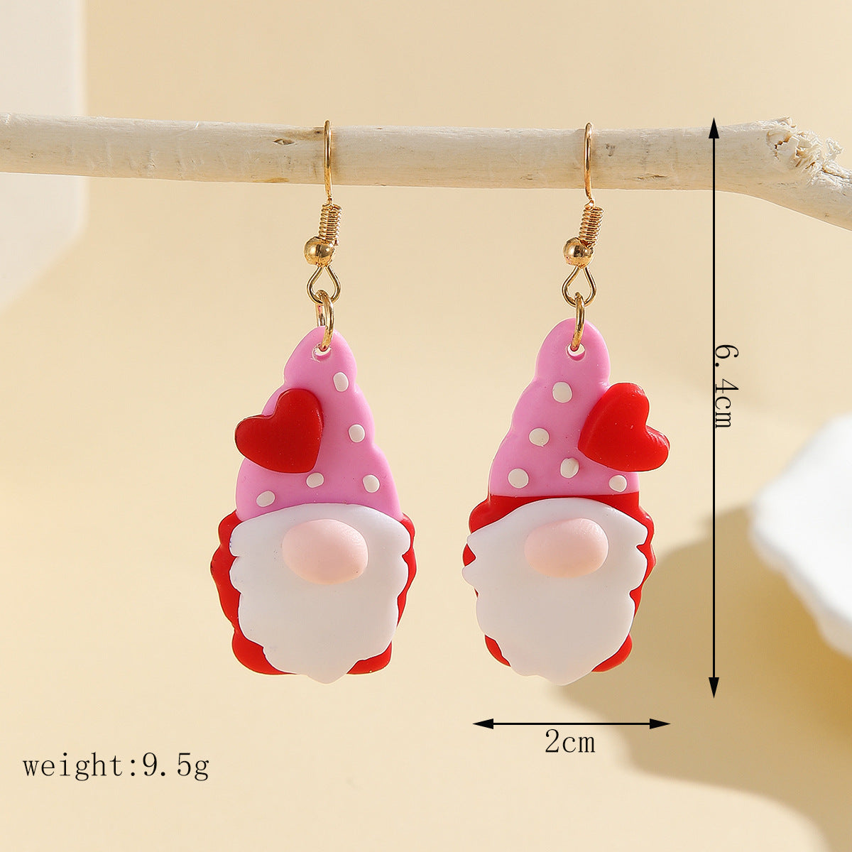 Handmade Polymer Red Santa Claus Clay Cute Earrings