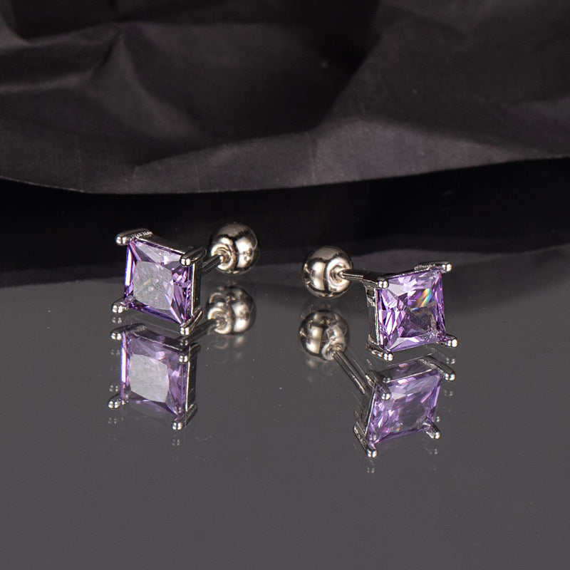 Small Diamond Screw Geometric Temperamental Minority Earrings