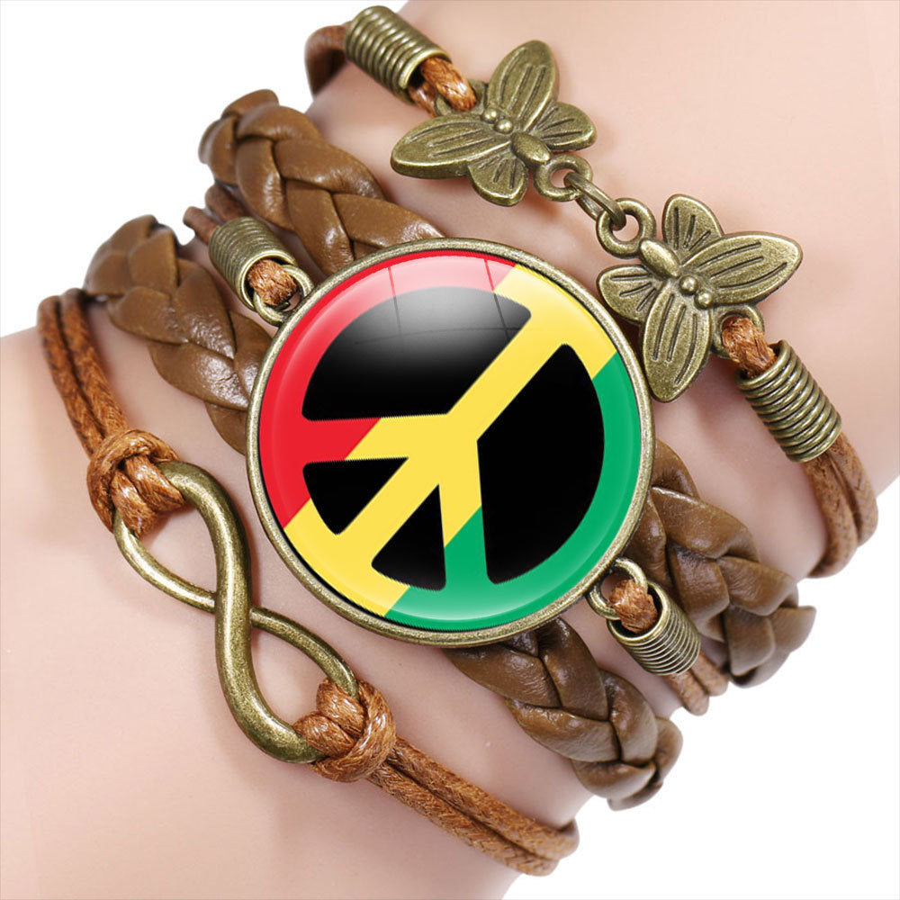 Women's & Men's Ornament Peace Label Signs Woven Combination Bracelets