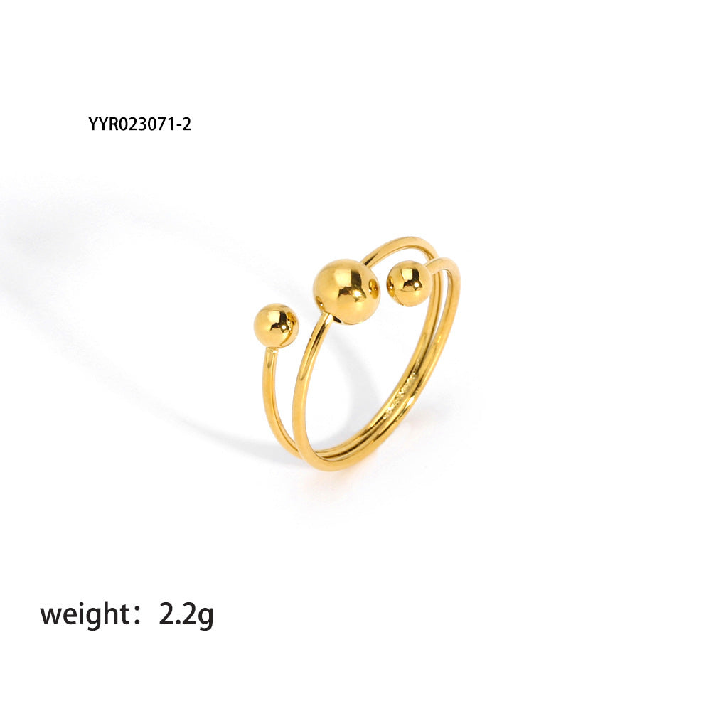 Women's Personalized Stainless Steel Gold Ball Open Rings