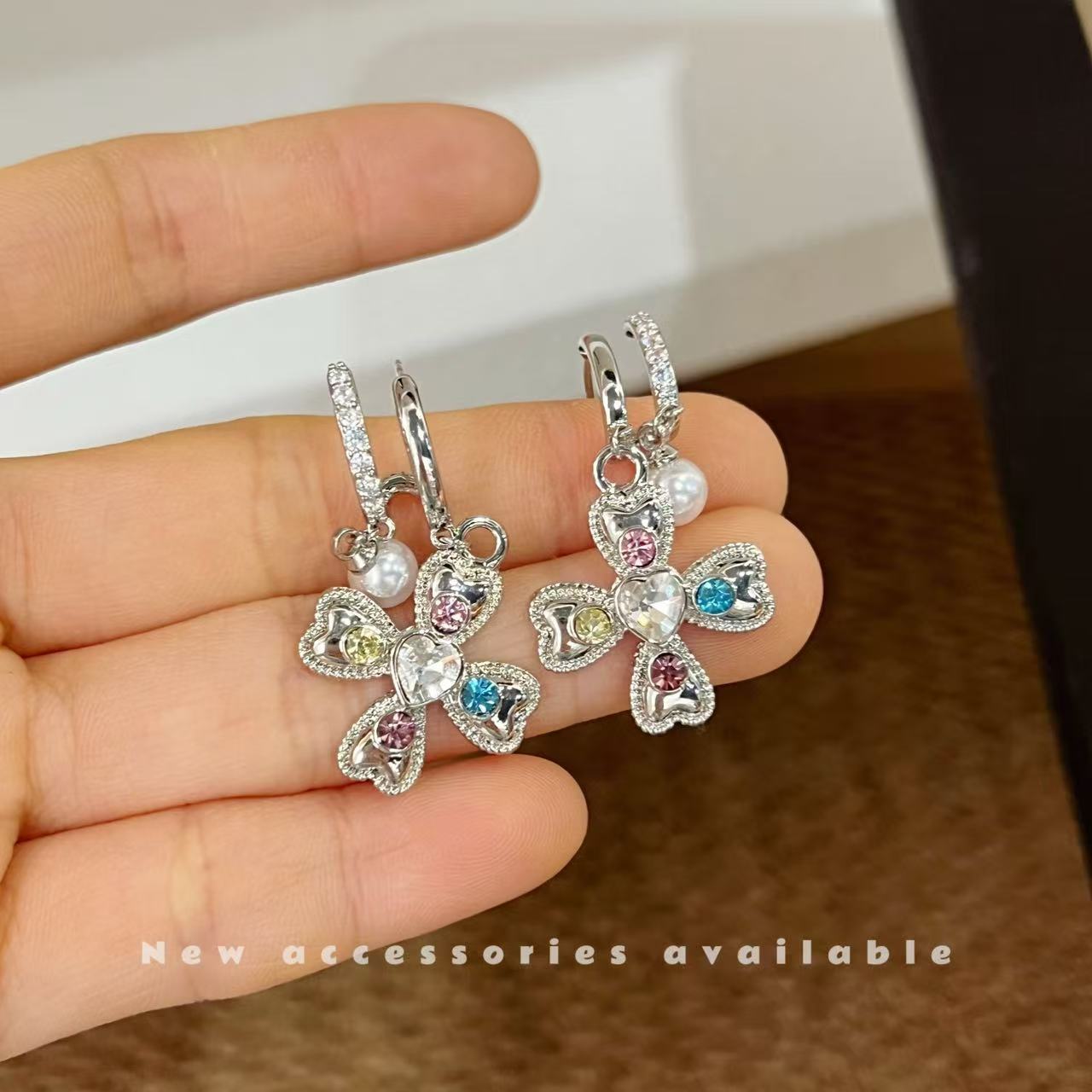 Korean Style Sweet Cool Colorful Crystals Cross Pendants