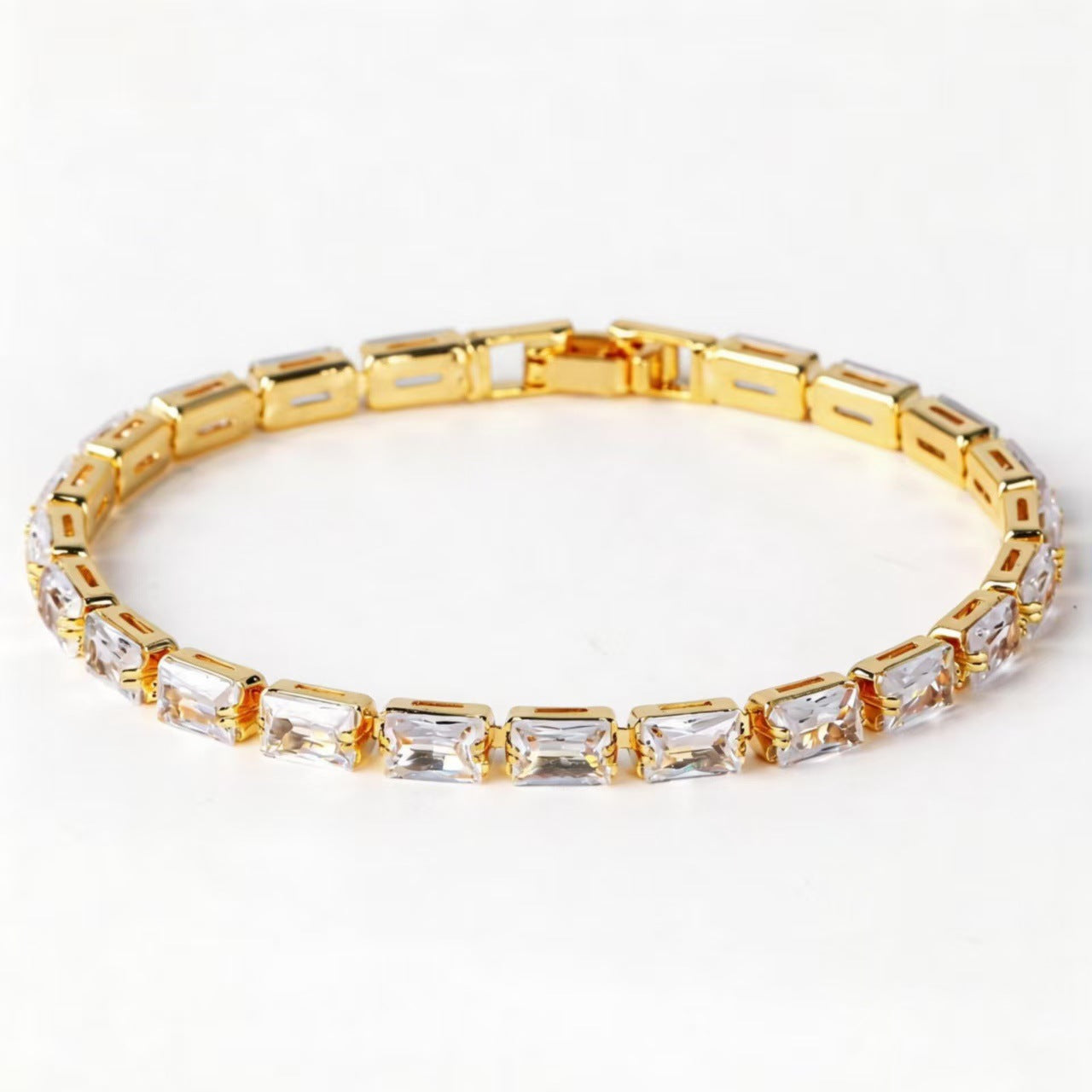 Women's Minority Copper Rectangular Korean Diamond Crystal Color Fashion Zircon Bracelet