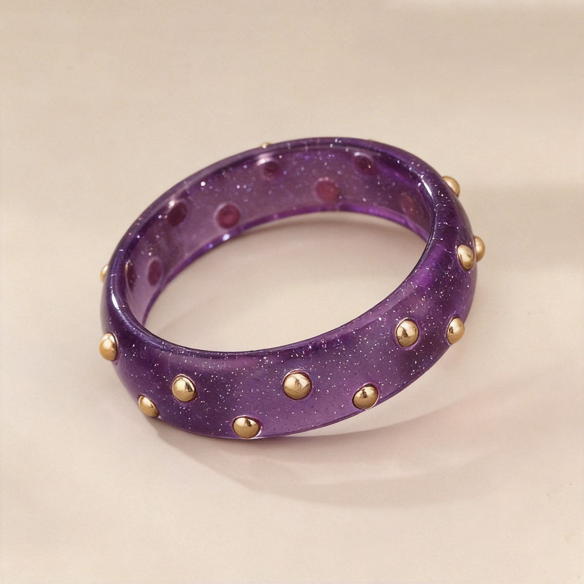 Fashion Personalized Transparent Sier Pink Diamond Gold Bean Color Resin Bracelet