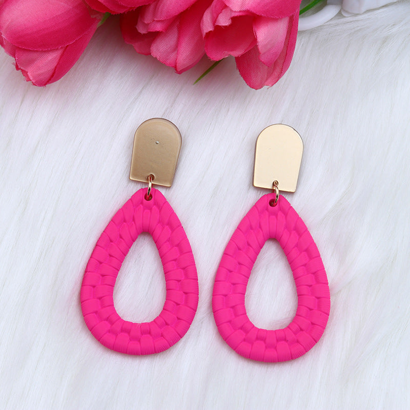 Women's Woven Pattern Drop-shaped Hollow Ear Acrylic Earrings