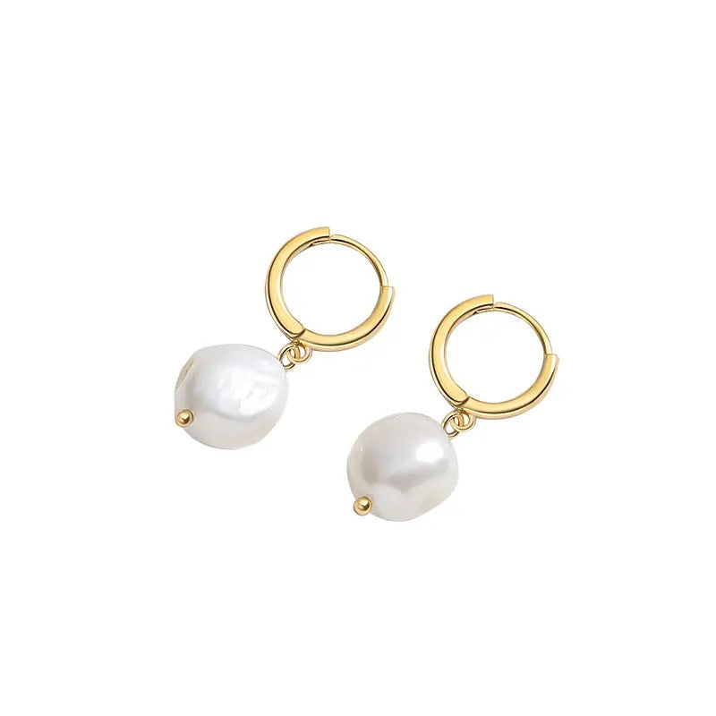 Gold Baroque Pearl Fashion Ear Clips Earrings