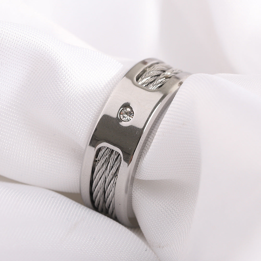 Women's Cable Steel Wire Glossy Stainless Fashion Rings