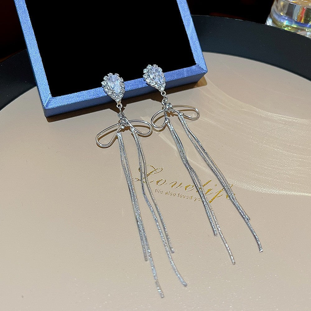 Needle Elegant Tassel Advanced Simple Thin Earrings