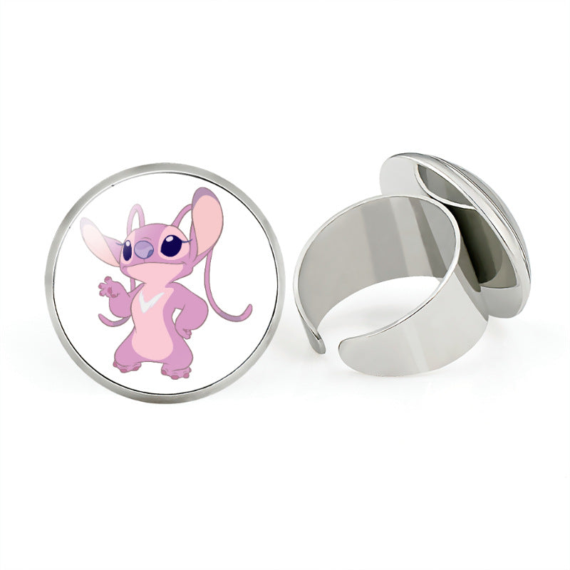 Star Stitch Cartoon Pattern Open Adjustable Rings