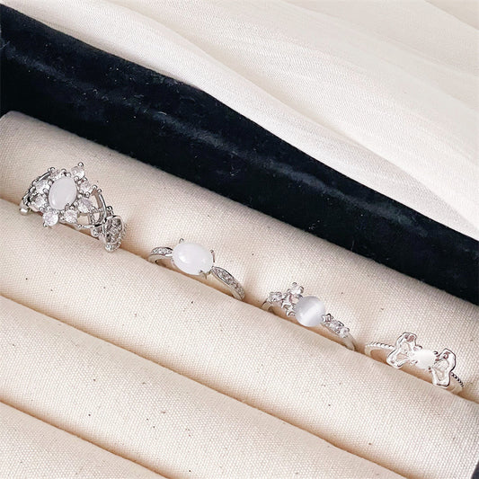 Imitation White Chalcedony Open High-grade Elegant Rings