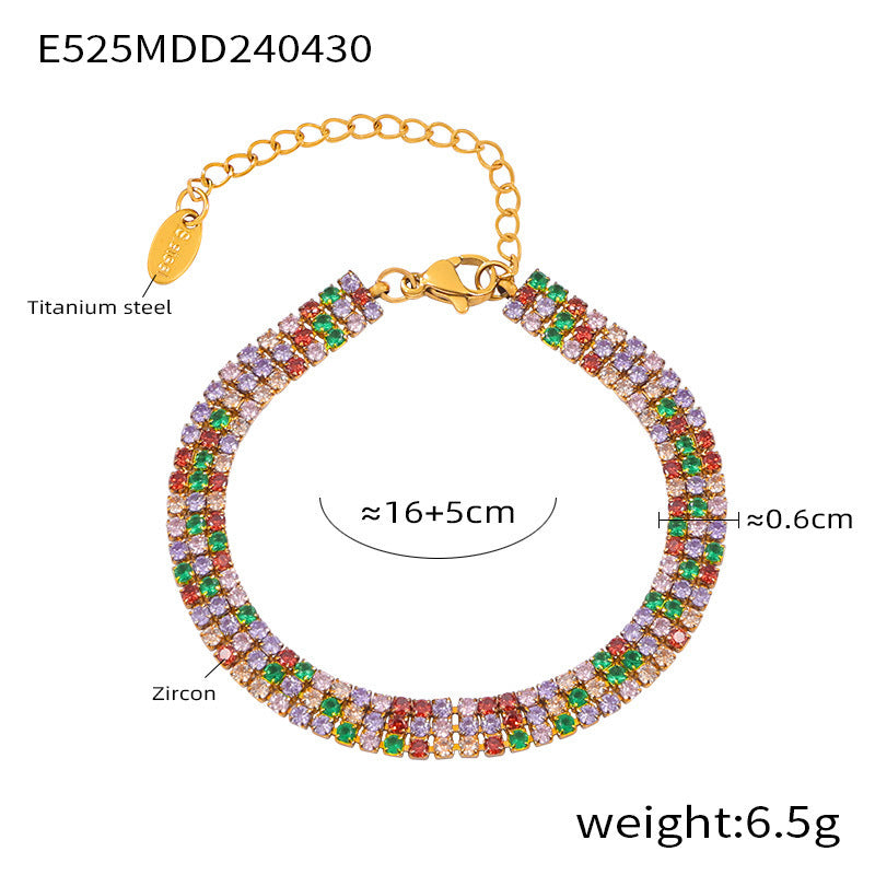 Women's Personalized Fashion Colorful Full Diamond Claw Zircon Light Luxury Bracelets